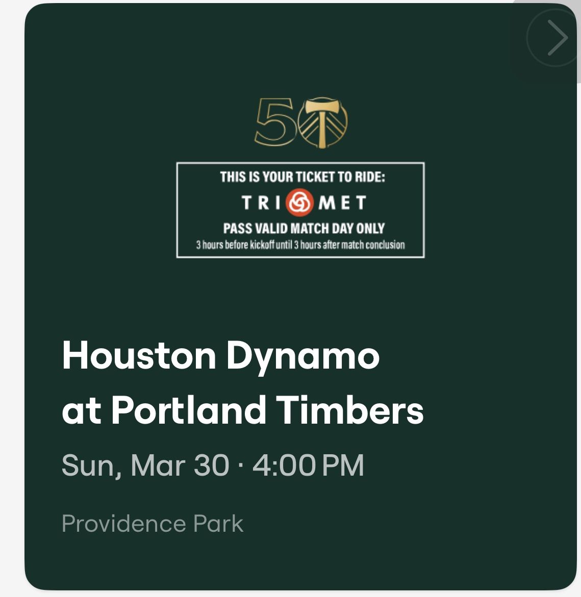 2 Tickets For Timbers Vs Huston 3/30 At 4pm