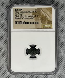 Judaea Alexander Jannaeus AE Prutah 103-76 BC Biblical Widow’s Mite NGC