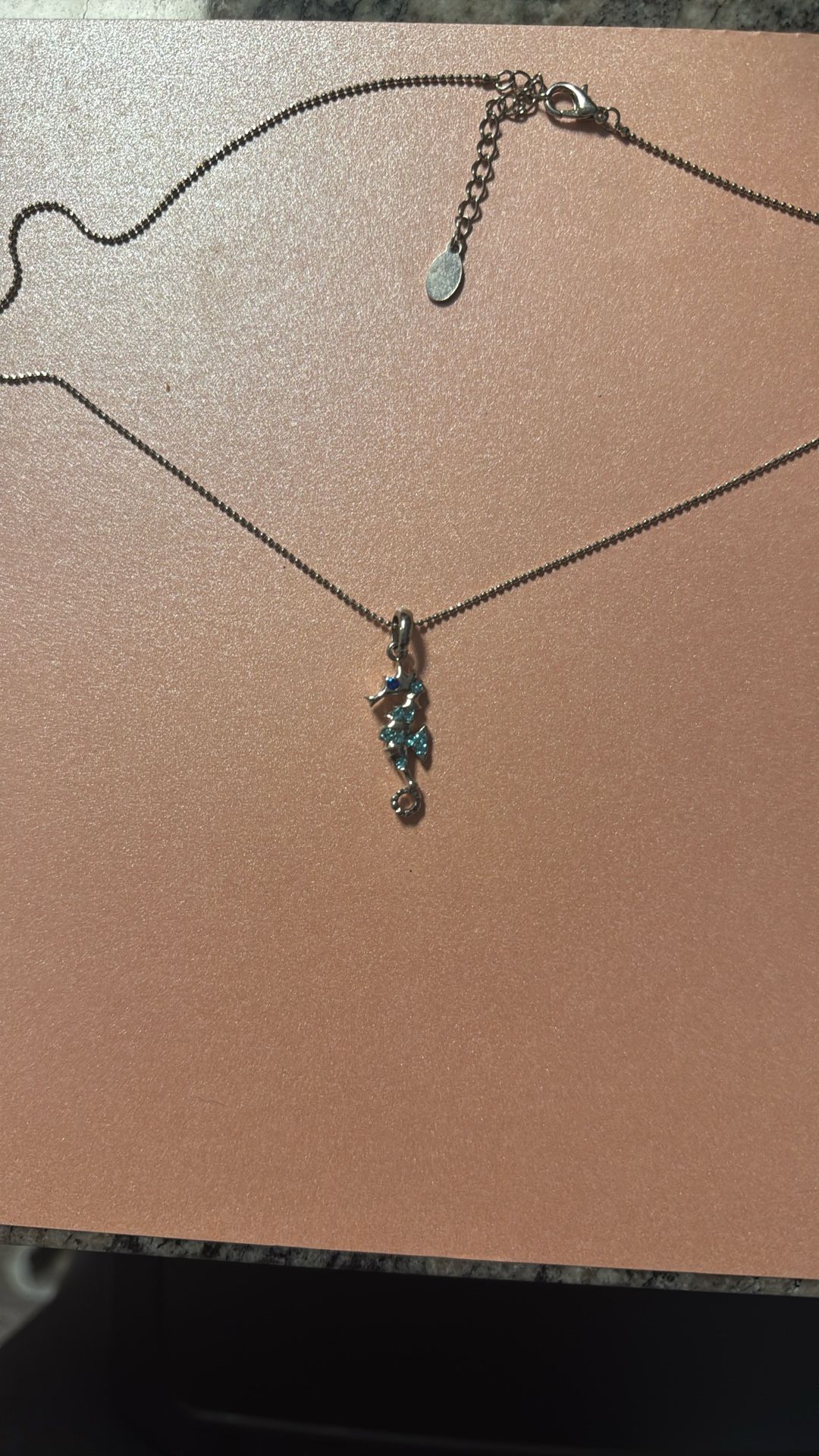 Blue Studded Seahorse Necklace