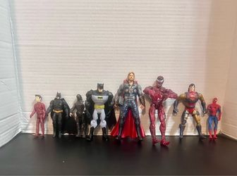 Marvel and DC action figures all 8 included