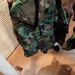 Vietnam Era Camouflage Fatigues Medium Size Two Shirts One Pair Of Pants