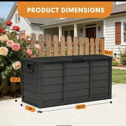 [Outdoor Storage Box] 75 Gallon Outdoor Storage Box, Deck Box Resin with Handles, Outside Storage Container for Home, Kitchen, Patio Garden, Pool, Rac