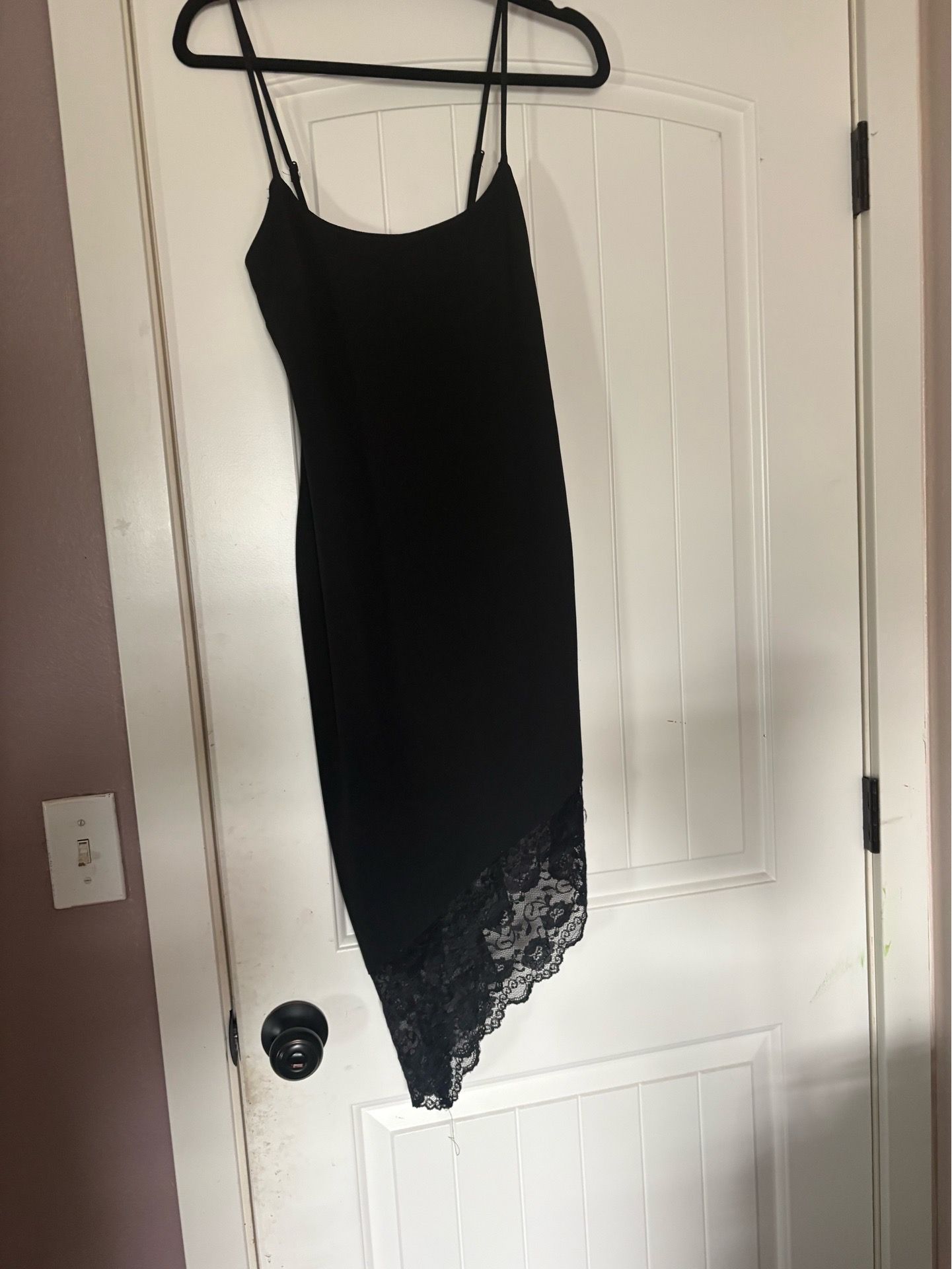 Macys Black Asymmetrical Lace Cocktail Dress