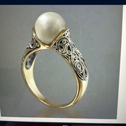 One Vintage Style Ring, And Laid Fox Pearls Size 10