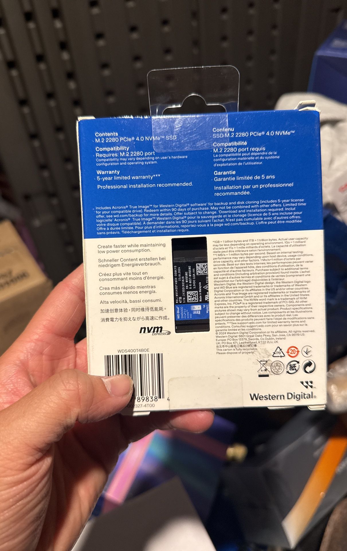 Western Digital 4TB WD Blue SN5000 NVMe Internal Solid State Drive