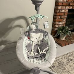 Fisher-Price Sweet Surroundings 12.25-in Teal and Gray Upholstered Kids Rocking Chair