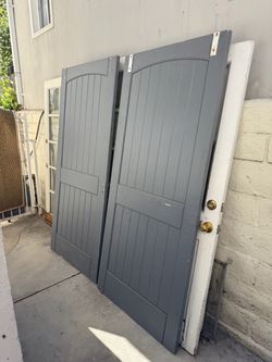 2 Large Hardwood Sliding Doors