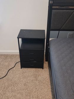 Full size bed with 6" memory foam and bedside table