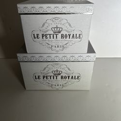 Le Petit Royale Paris silver and light gray/off-white storage containers box set