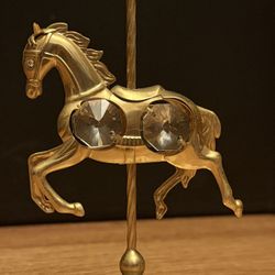 Matashi 24K Gold-Plated Crystal Studded Standing Carousel Horse Figurine