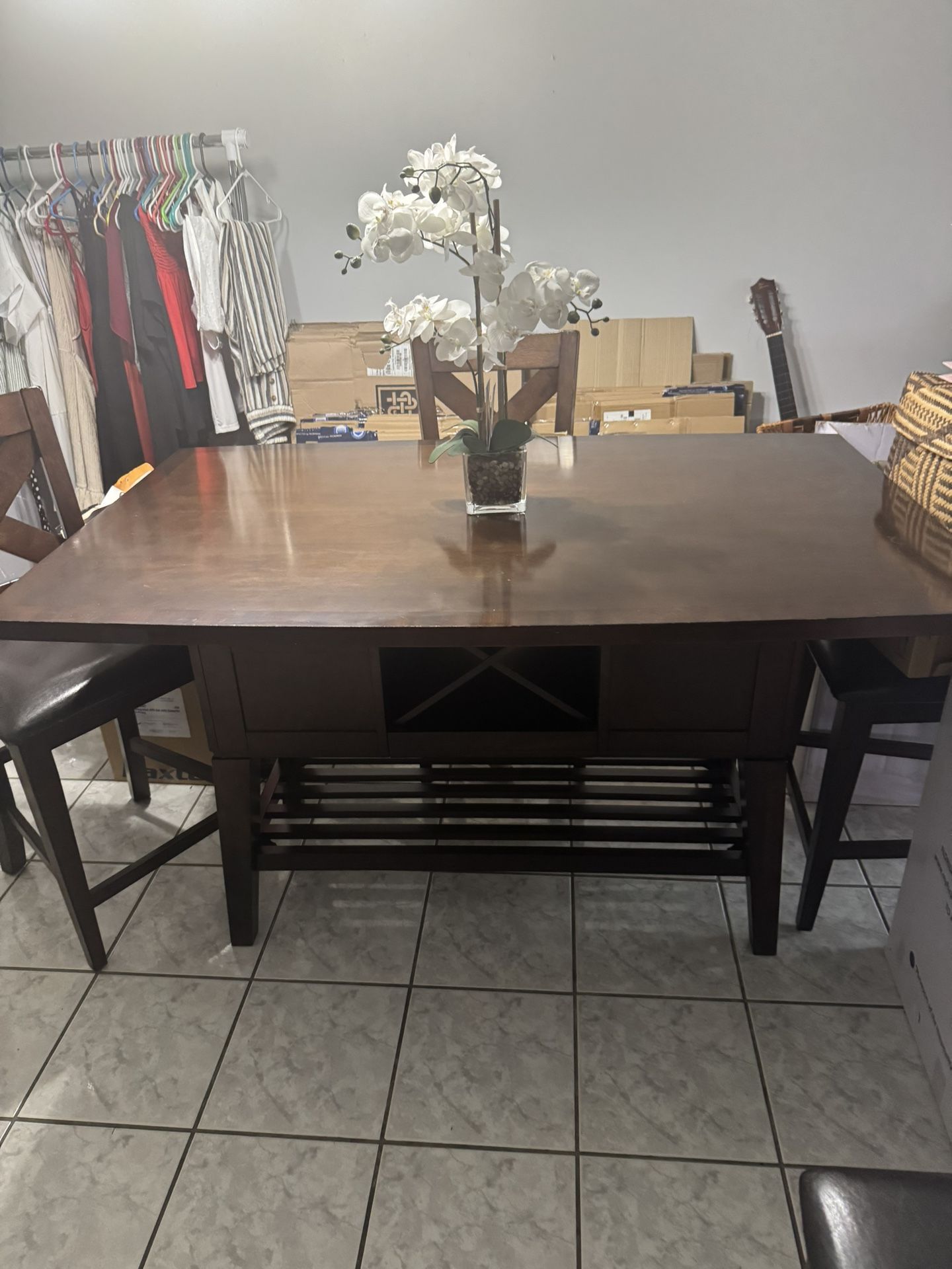 Beautiful Dining Table With Wine Rack 