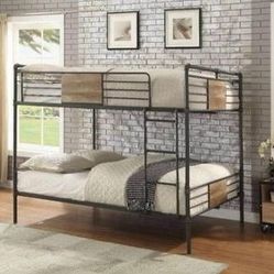 Brand New Sandy Black Queen/Queen Bunk Bed with Dark Bronze Hand-Brushed Finish