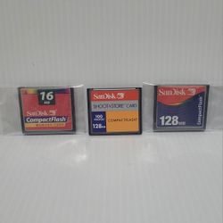 SanDisk 16MB and 128MB Compact Flash Memory Cards - Pack of 3.
