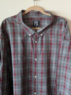PX Clothing Men's Button Down Plaid Shirt