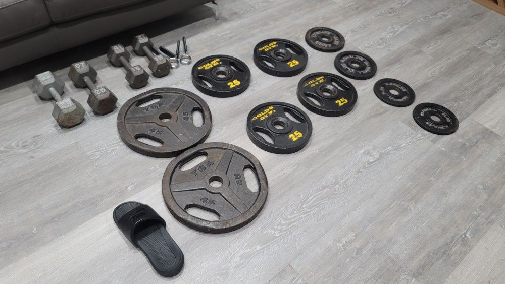 Gym Weight Set Complete With Olympic Bench And Squat Rack + Elliptical Machine