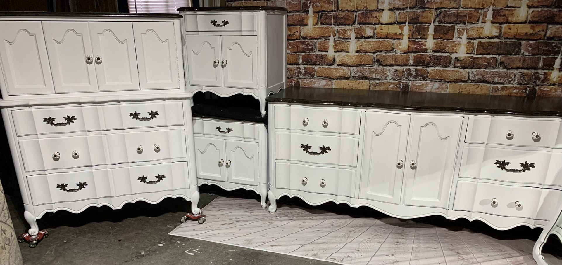 5pc French Provincial Bedroom Set -  Dresser, Mirror, Chest, and 2 Nightstands