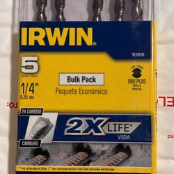 Irwin 5 Piece, 1/2" Carbide Tip Rotary and Hammer Drill Bit