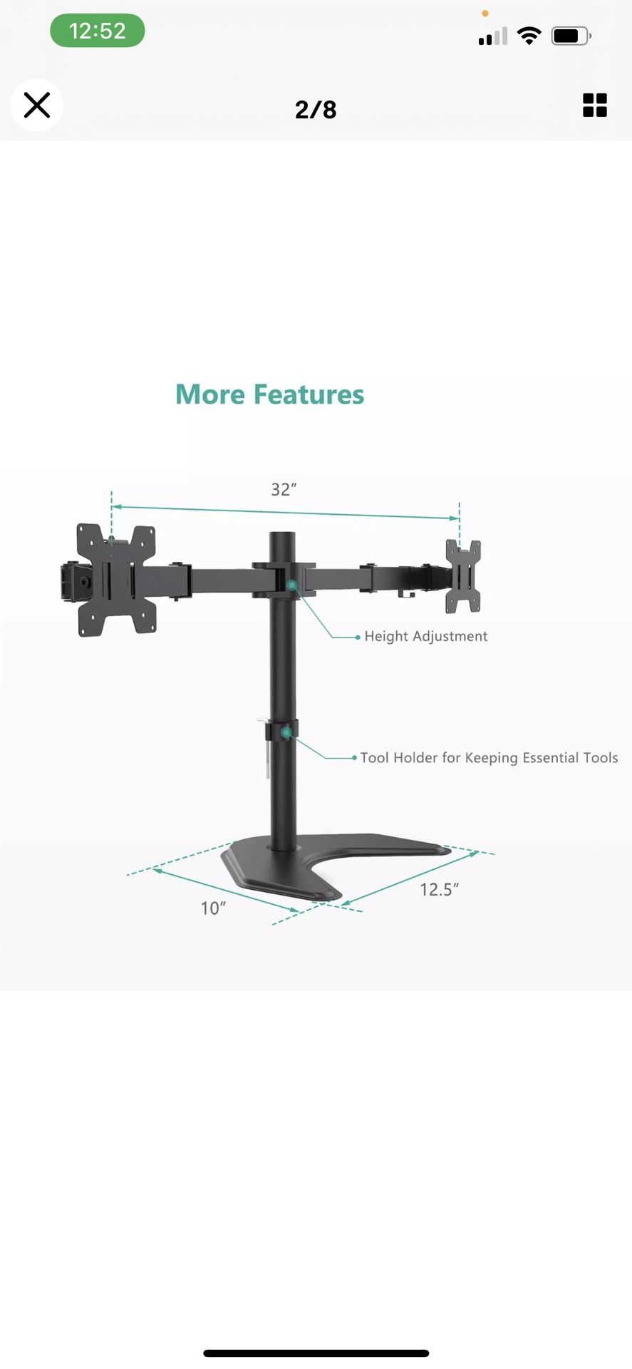 Dual Monitor Stand, Monitor Stands for 2 Monitors Desk Mount for 13 to