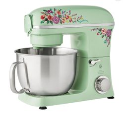 The Pioneer Woman 5 Quart 600W 6-Speed Professional Stand Mixer with Beater, Dough Hook and Whisk-Painted Meadow
