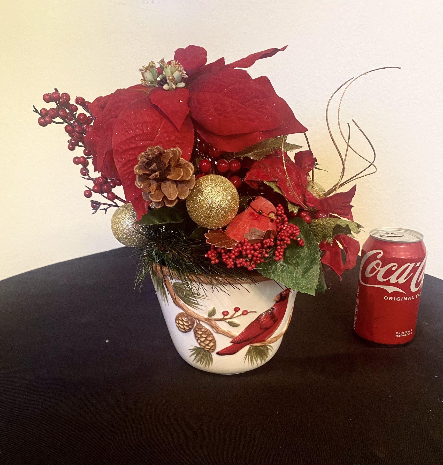 Handcrafted Christmas Decor Centerpiece In Ceramic Pot