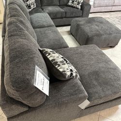 Smoke Oversized Plush Sectional Sofa Couch 