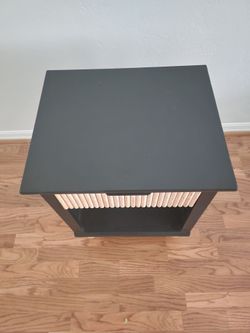 Modern Upcycled Fluted Nightstand - Black & Natural Wood
