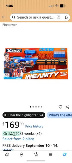 X-Shot Insanity Motorized Rage Fire Gatlin Gun