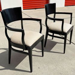 Modern Contemporary Set Of 2 Black Accent Dining / Office Arm Chairs