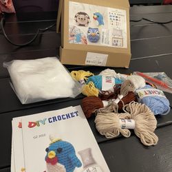 Brand New Crochet Kit DIY Animals Penguin Owl Hedgehog 