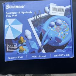 Kids Sprinkler Splash Play Mat 53.6” Inflatable Water Pool – Summer Outdoor Fun