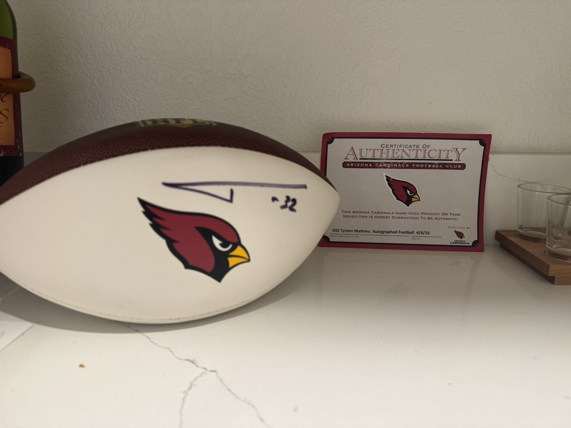 Tyrann Mathieu Signed Football