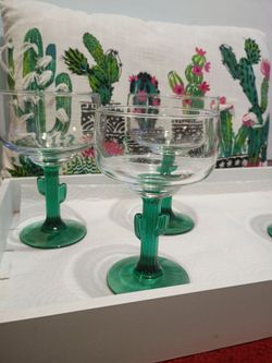 Set of four margarita cactus glasses