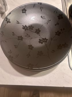 Black  Floral Ceramic Dinner Plates