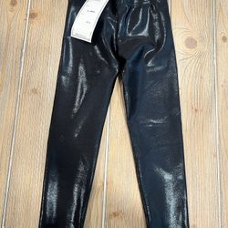 NWT Girls Dori Creations High Shine Black Python Legging Size 4