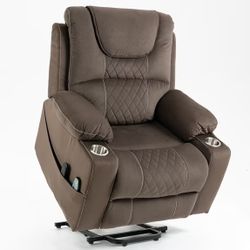 #328 Oversized Lift Recliner Chair, 26-inch Extra Wide Seat Big Man Recliner, Large Power Lift Chair with Heated Massage & Cup Holder