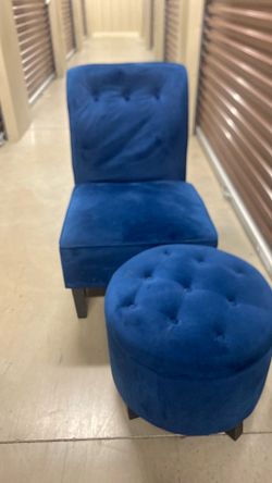 Blue chair and ottoman