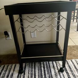 Wine Rack/Bar With Wheels & Pulling Handles 