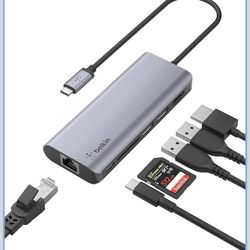 Belkin USB-C Hub, 6-in-1 Multi-Port Docking Station, Docking Station