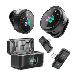 Mini Wireless Mic Noise Cancelling Clip-on Microphone for iPhone/Android YouTube Vlogging/Recording 