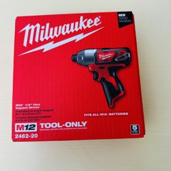 Milwaukee M12 1/4" Hex Impact Driver 2462-20 12V Li-Ion  Cordless