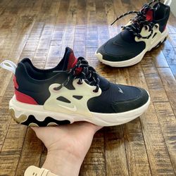 Used Nike React Presto GS Black Red Kid Youth Running Shoes BQ4002-003 Size 5Y