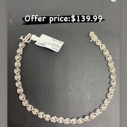925 Sterling Silver With Diamond Bracelet 