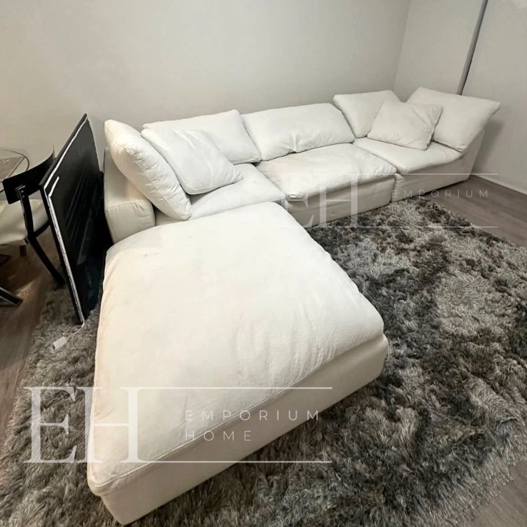 White Boucle 4 Piece Cloud Sofa Sectional