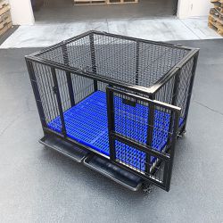 $155 (New) Heavy-duty dog cage 41x31x34” single-door folding kennel w/ plastic tray 