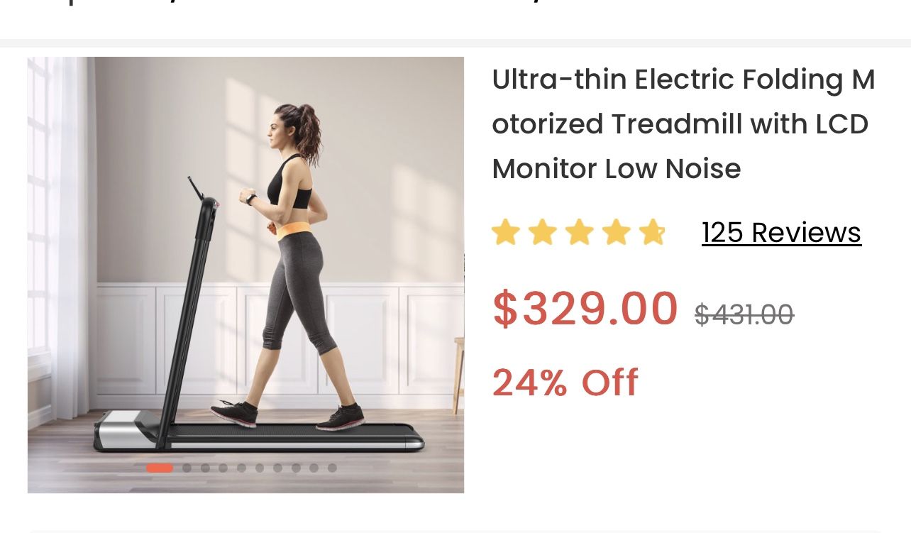 Foldable Treadmill Electric Treadmill Running Machine 17" Wide 3 Levels Manual Incline 0.5 HP Power