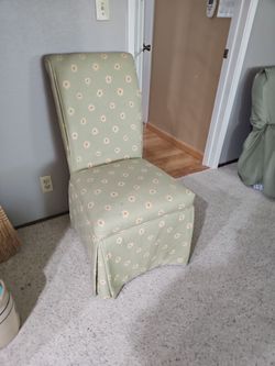 Upholstered Parsons Chair with Floral Slipcover