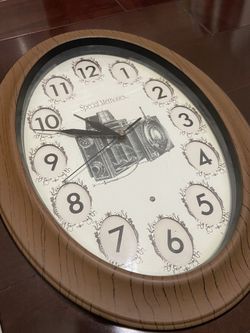 Vintage Brown Wood Oval Clock