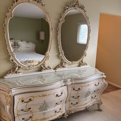 Victorian Style Dresser, Couch, Mirrors, Tables 