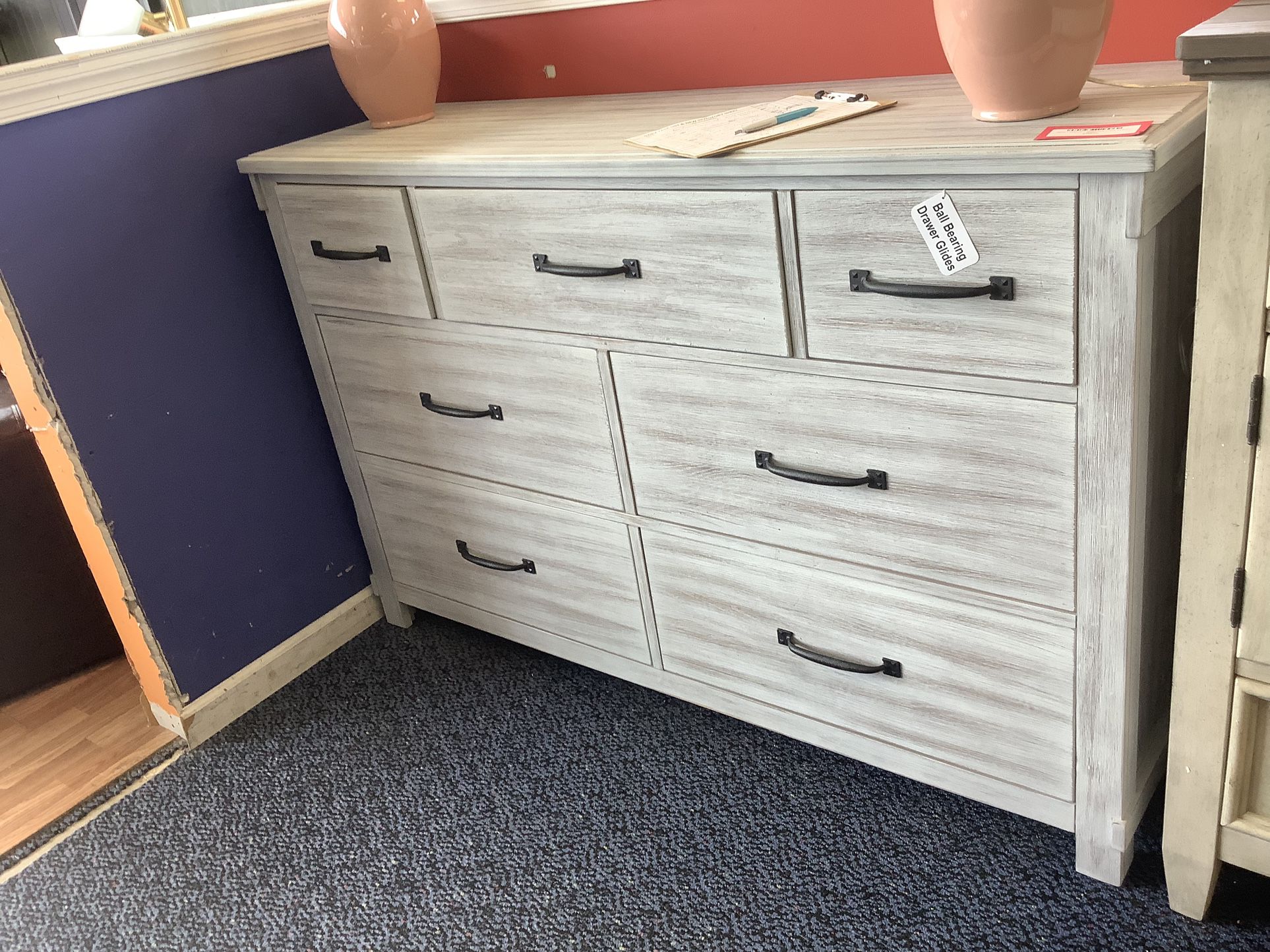 New 7 Drawer Dresser Grey White Wash