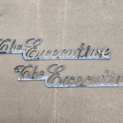 1970s 1980s The Executive Metal Emblem Script Pair RV Motorhome Camper
